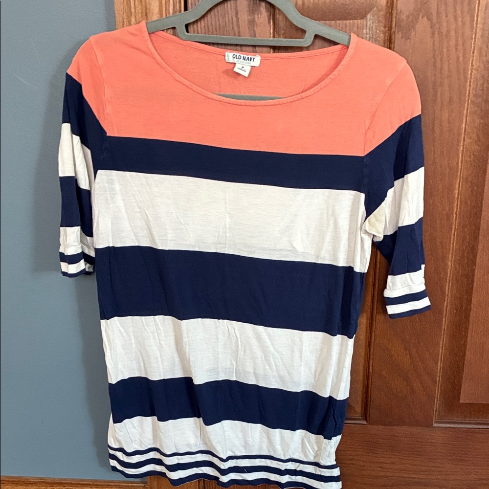 Old Navy Women's Short Sleeve Top - Coral, Navy, White